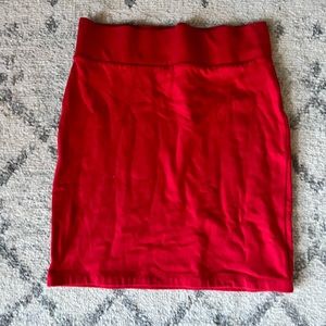 Red Bodycon Stretch Skirt - Forever 21
